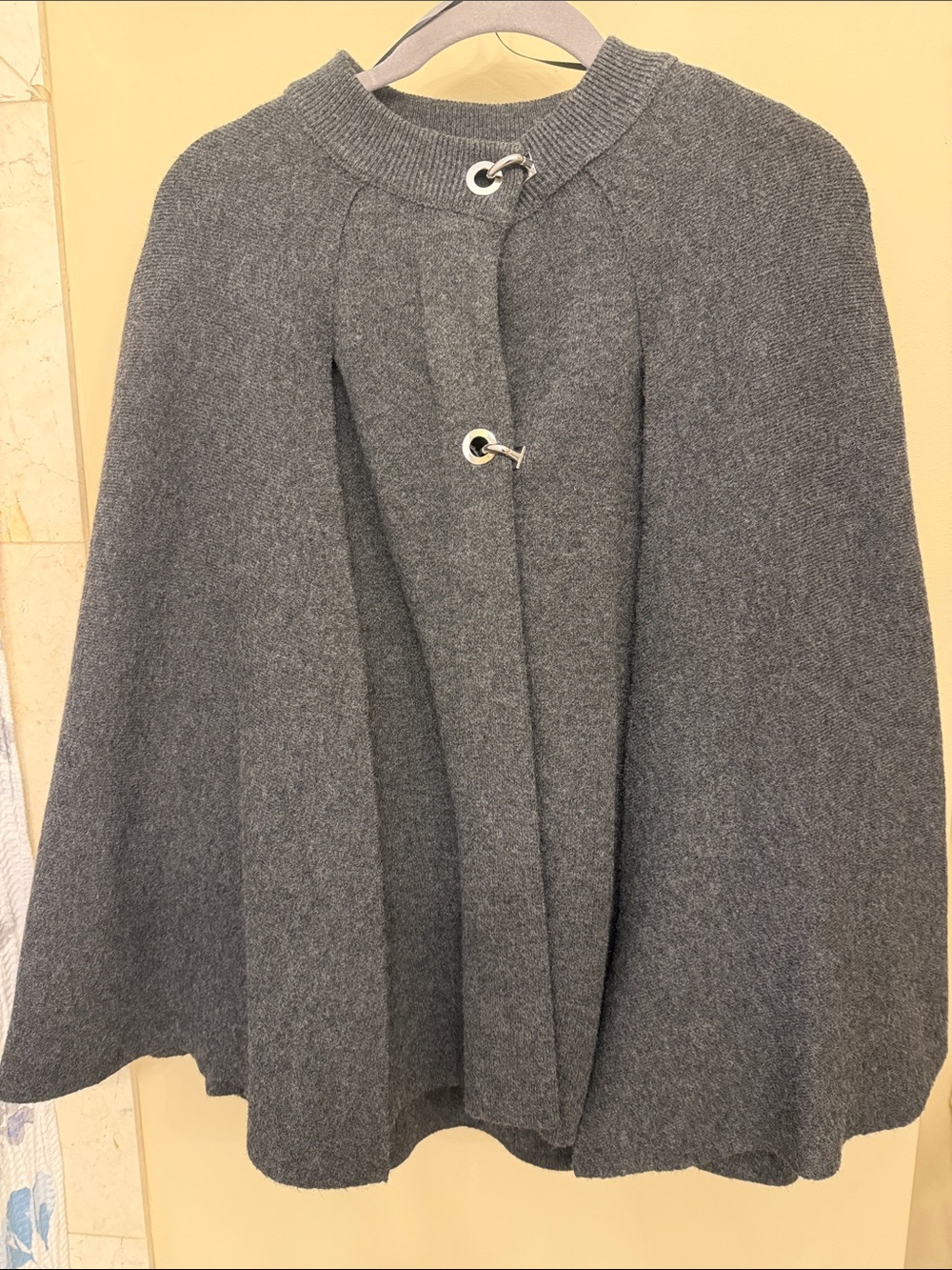 Zara Charcoal Gray Knit Cape with Toggle Hardware